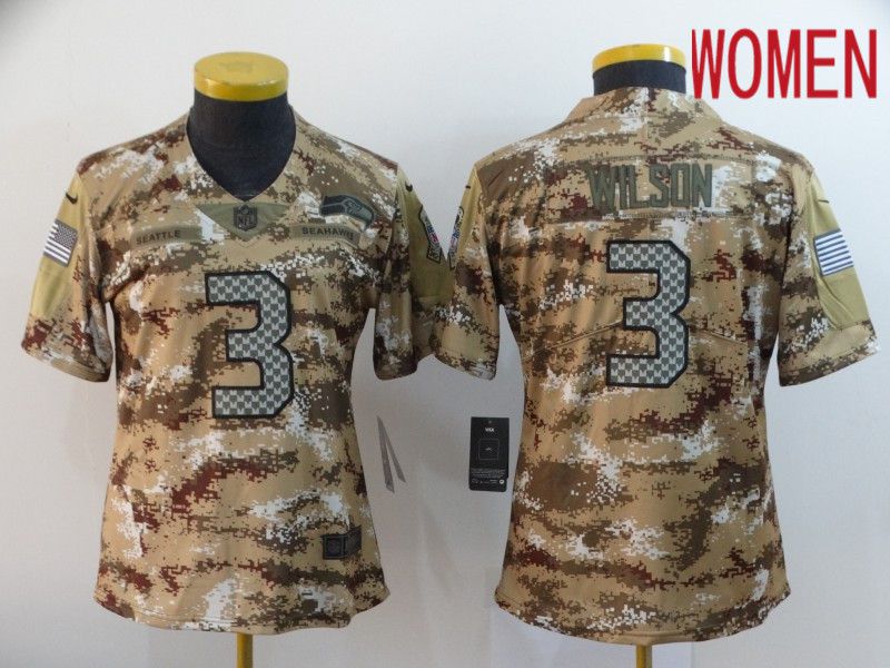 Women Seattle Seahawks #3 Wilson Camo Nike Vapor Untouchable Limited NFL Jersey